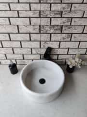 Beyaz Silindir Mermer Lavabo 3