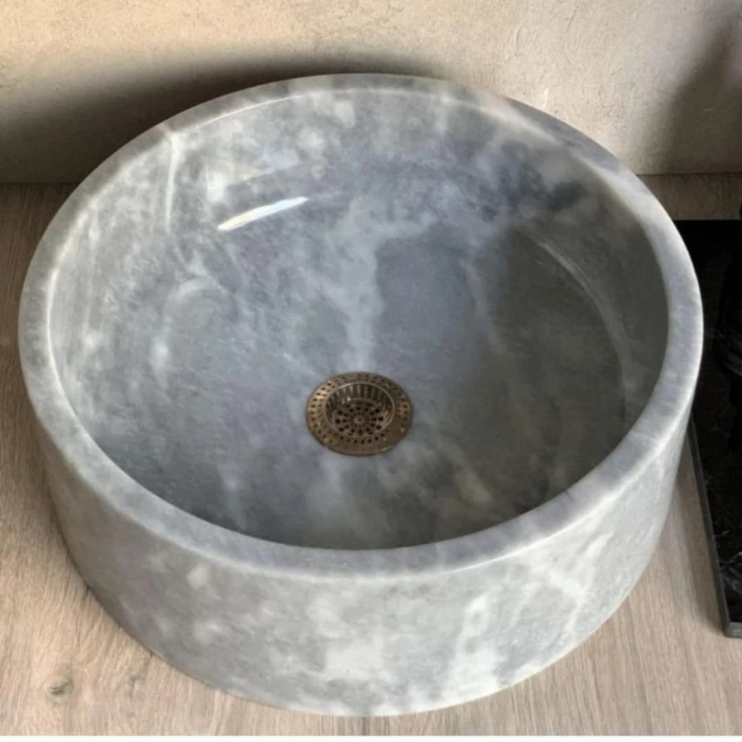 Gri Silindir Mermer Lavabo 2