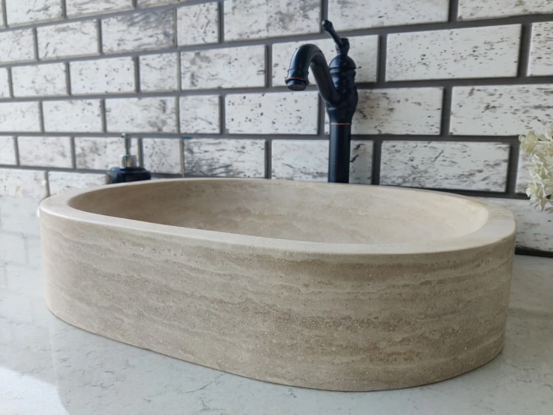 Traverten Oval Mermer Lavabo 7