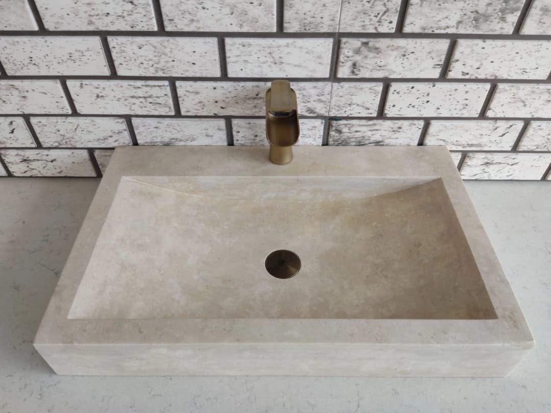 Traverten Yay Köşe Mermer Lavabo 4