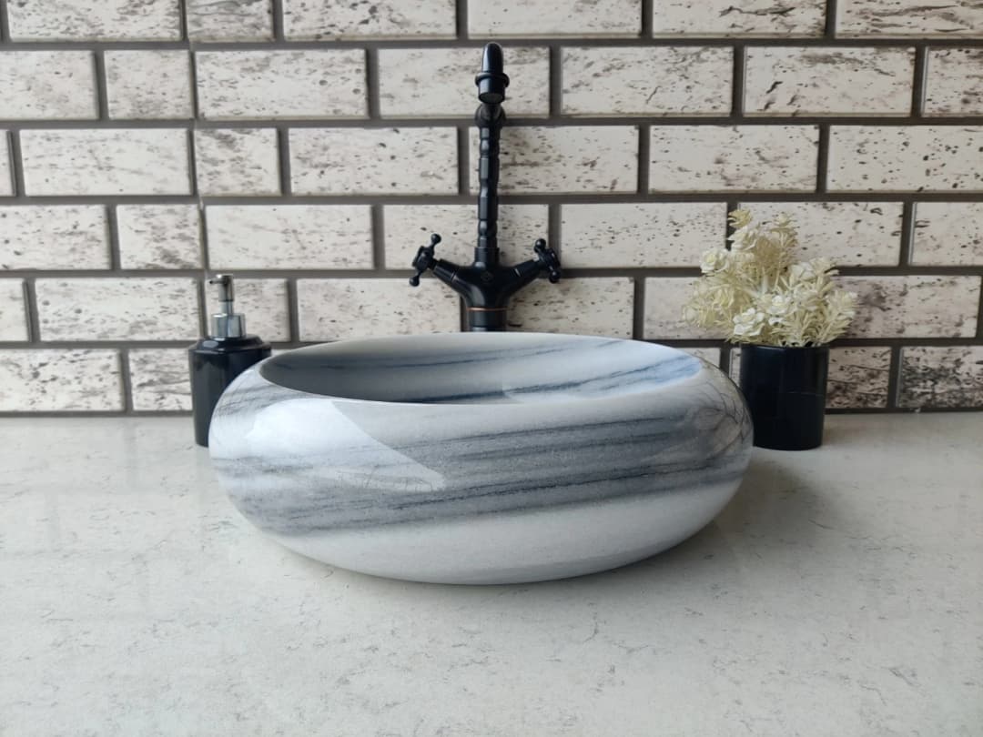 Lined Teker Mermer Lavabo 1