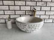 Bej Çanak Patlatma Mermer Lavabo 1
