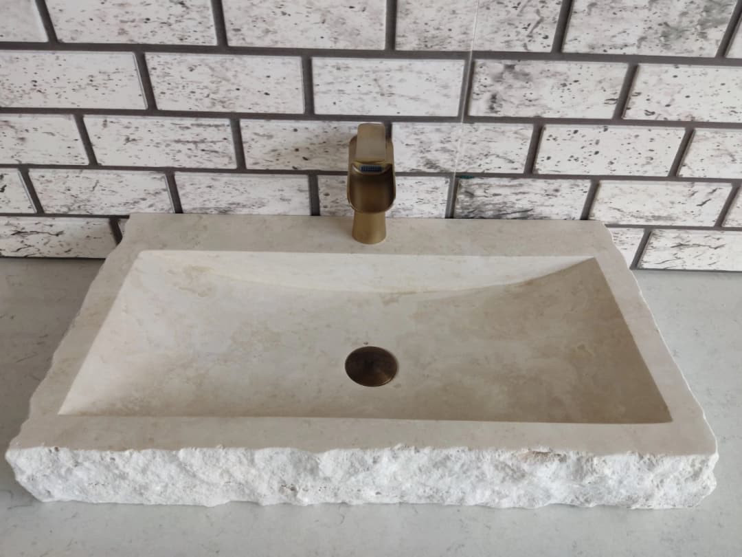 Traverten Yay Patlatma Mermer Lavabo 3