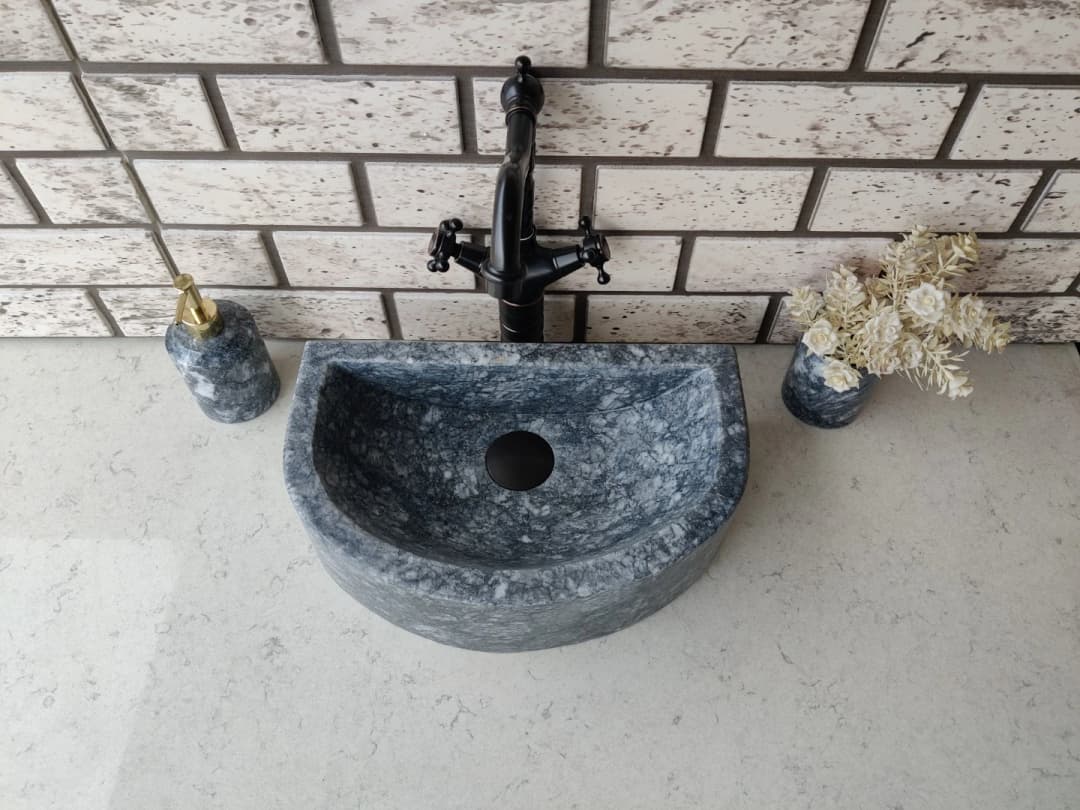 Karaca Siyahı Half D Mermer Lavabo 2