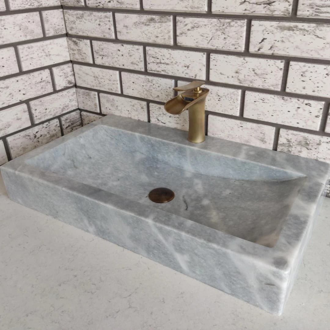 Gri Yay Köşeli Mermer Lavabo 4