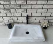 Beyaz Oval Yay Mermer Lavabo 2