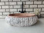 Traverten Red Patlatma Elips Mermer Lavabo 4