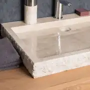 Bej Patlatma Dikdörtgen Mermer Lavabo 3