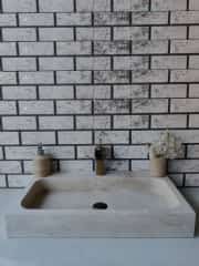 Traverten Köşeli Dik Mermer Lavabo 5