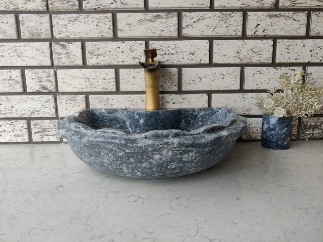 Karaca Siyahı Half Dalgalı Mermer Lavabo 1