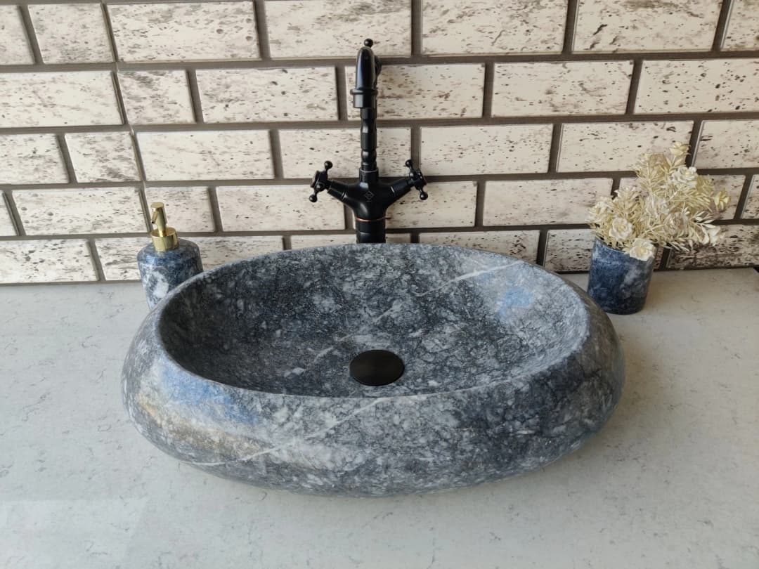 Karaca Siyahı Elips Mermer Lavabo 2
