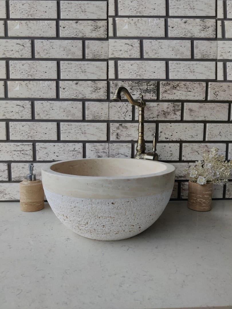 Traverten Deep Taramalı Mermer Lavabo 1